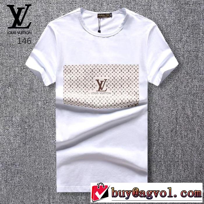 モードな雰囲気のLOUIS VUITTONルイヴィトンｔシャツコピーのロゴプリントされたメンズクルーネック半袖Tシャツ