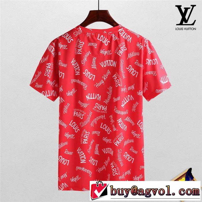 2018格安のLOUIS VUITTONルイ ヴィトンＴシャツコピーの赤色のクルーネック半袖Tシャツトップス
