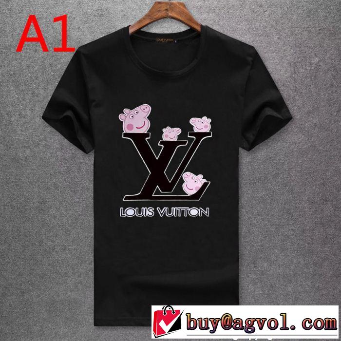 可愛いプリントルイヴィトンコピー使い勝手的にメンズ人気流行クルーネック半袖Ｔシャツ