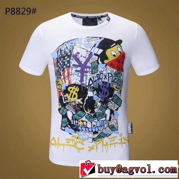 お洒落に魅せるフィリッププレイン PHILIPP PLEIN ミックス感が溢れる2色可選 半袖/Tシャツ