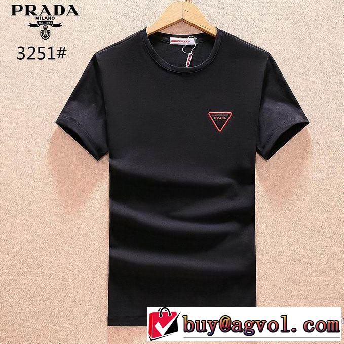 優しいフィット感 プラダ PRADA 半袖Tシャツ 2018春夏新作 3色可選 最安値セール