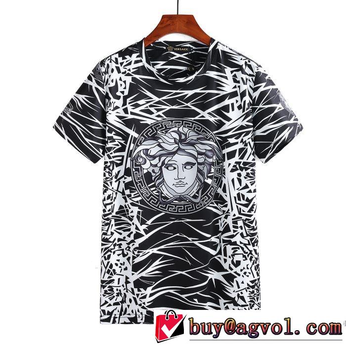 2色可選 優しいフィット感 半袖Tシャツ 2018春夏新作 大人っぽく知的な ヴェルサーチ VERSACE