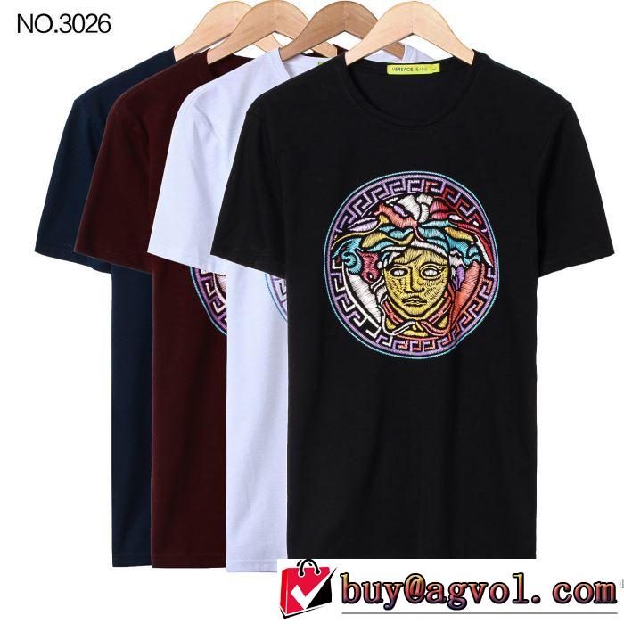 4色可選 半袖Tシャツ 2018春夏新作 吸汗速乾 ヴェルサーチ VERSACE 今季爆発的な人気