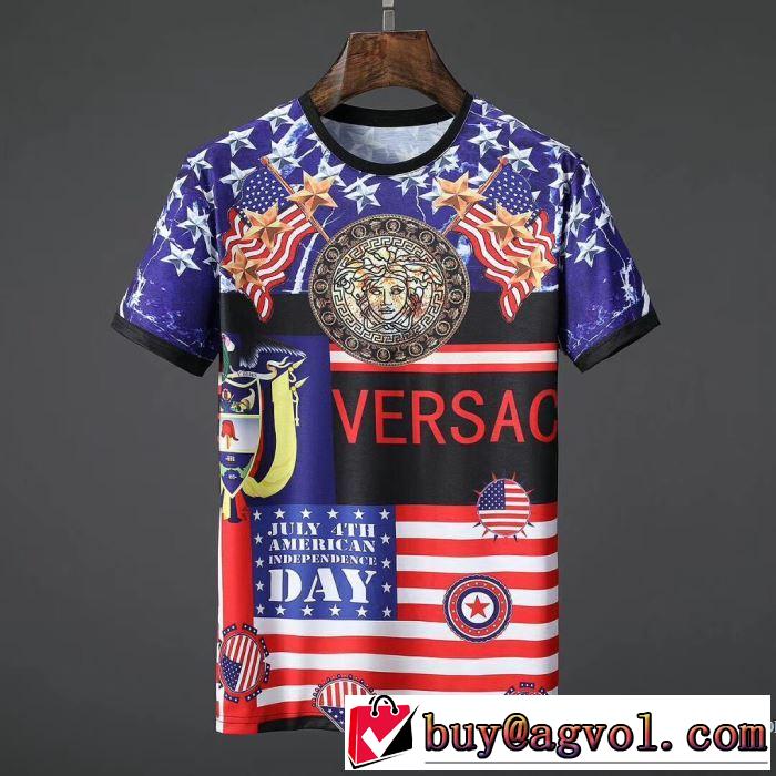 モデル大絶賛 2018春夏新作 自然な肌触り 半袖Tシャツ ヴェルサーチ VERSACE