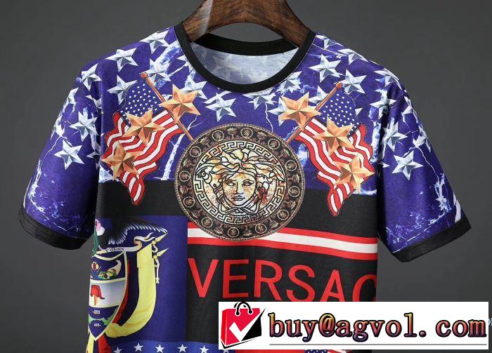 モデル大絶賛 2018春夏新作 自然な肌触り 半袖Tシャツ ヴェルサーチ VERSACE