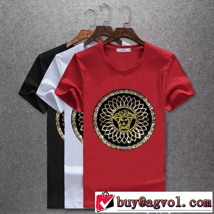 3色可選 2018年春夏シーズン 半袖Tシャツ 上品でベーシック ヴェルサーチ VERSACE