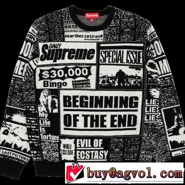 Supreme 18FW Newsprint Sweaterシュプリーム SUPREME プルオーバー 2色可選 圧倒的人気新着