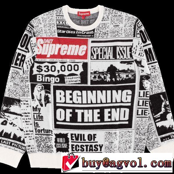 Supreme 18FW Newsprint Sweaterシュプリーム SUPREME プルオーバー 2色可選 圧倒的人気新着