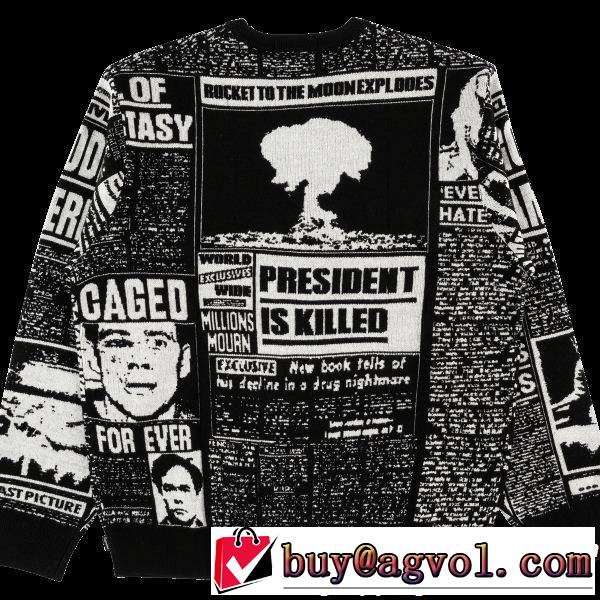 Supreme 18FW Newsprint Sweaterシュプリーム SUPREME プルオーバー 2色可選 圧倒的人気新着