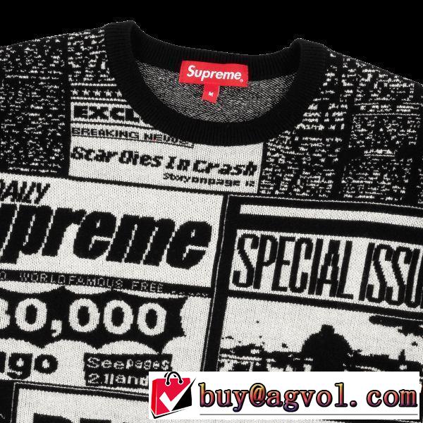 Supreme 18FW Newsprint Sweaterシュプリーム SUPREME プルオーバー 2色可選 圧倒的人気新着
