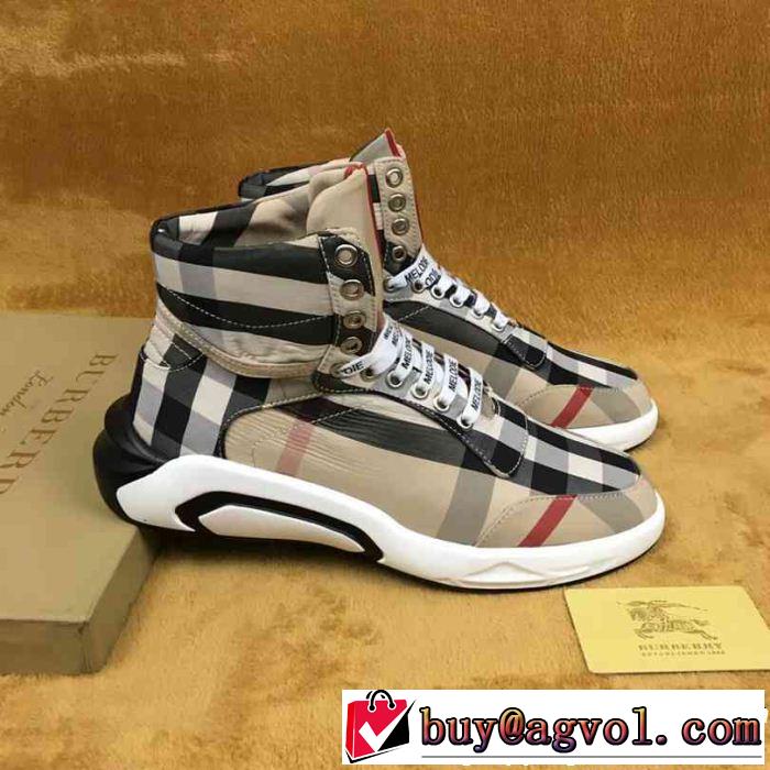  ストリートで人気の高い ハイトップシューズ バーバリー BURBERRY 3色可選 値段が安く　入手困難 