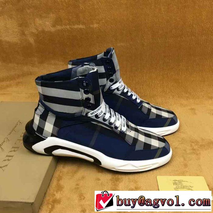 ストリートで人気の高い ハイトップシューズ バーバリー BURBERRY 3色可選 値段が安く　入手困難