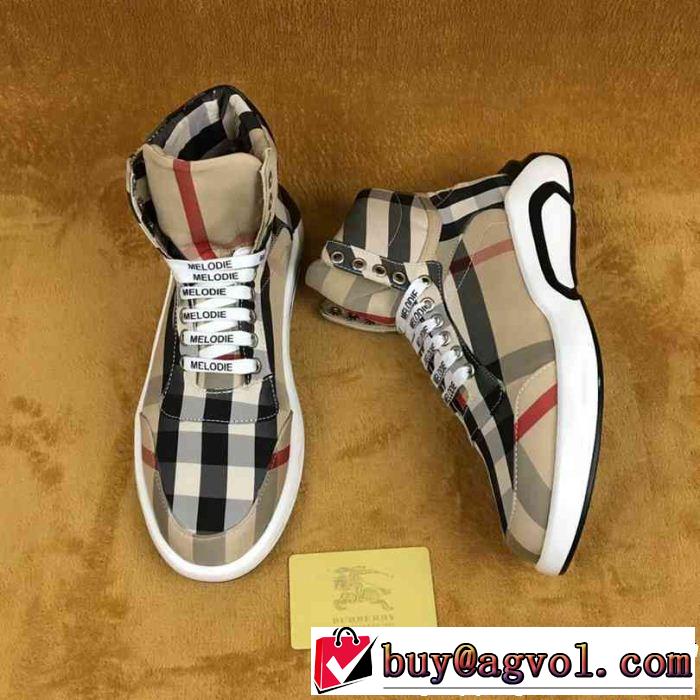 ストリートで人気の高い ハイトップシューズ バーバリー BURBERRY 3色可選 値段が安く　入手困難