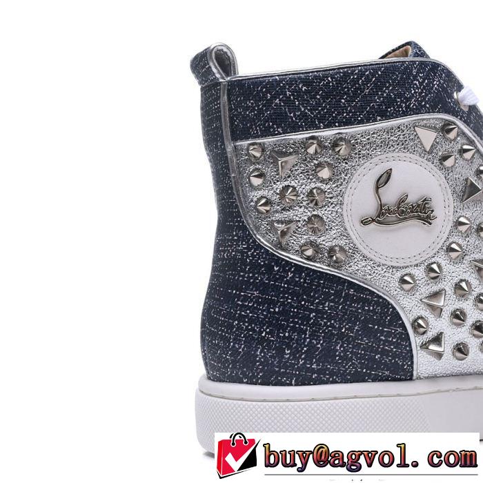 18SS人気新作Christian LouboutinルブタンコピーNo Limit 018 Flatストラスハイカットスニーカースパイク