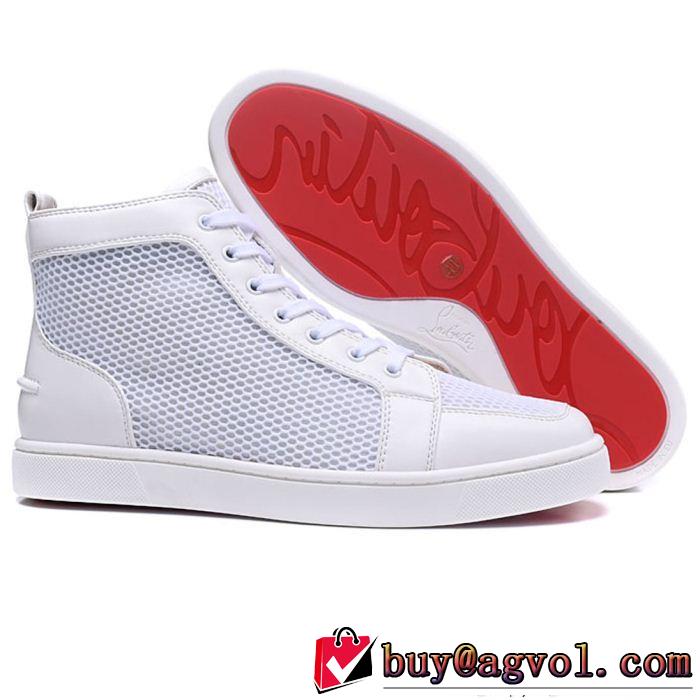 通気性が抜群ルブタンスニーカーコピーブランドChristian Louboutinハイカットメンズシューズメシュホワイト本革