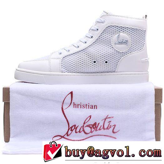 通気性が抜群ルブタンスニーカーコピーブランドChristian Louboutinハイカットメンズシューズメシュホワイト本革
