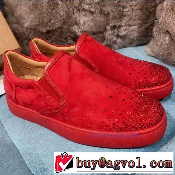 真っ赤ルブタンコピーメンズChristian Louboutinローカットスリッポンスニーカーシューズ最終数量限り！