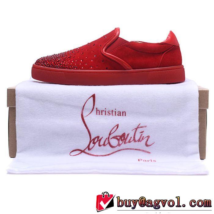 真っ赤ルブタンコピーメンズChristian Louboutinローカットスリッポンスニーカーシューズ最終数量限り！
