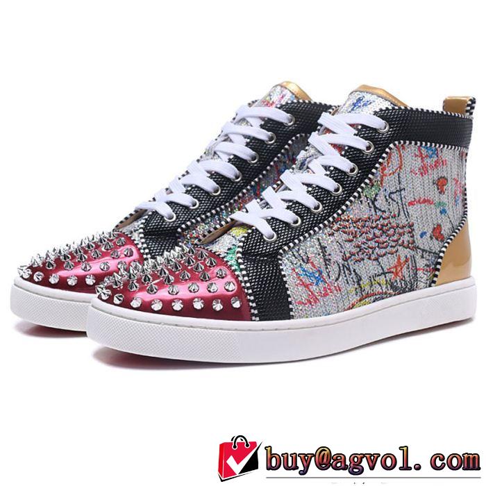 超限定即完売Christian Louboutinルブタンコピースパイク付きメンズハイカットシューズスニーカー靴