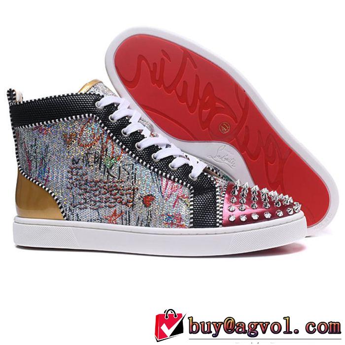 超限定即完売Christian Louboutinルブタンコピースパイク付きメンズハイカットシューズスニーカー靴