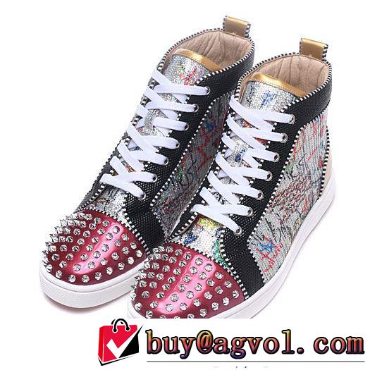 超限定即完売Christian Louboutinルブタンコピースパイク付きメンズハイカットシューズスニーカー靴