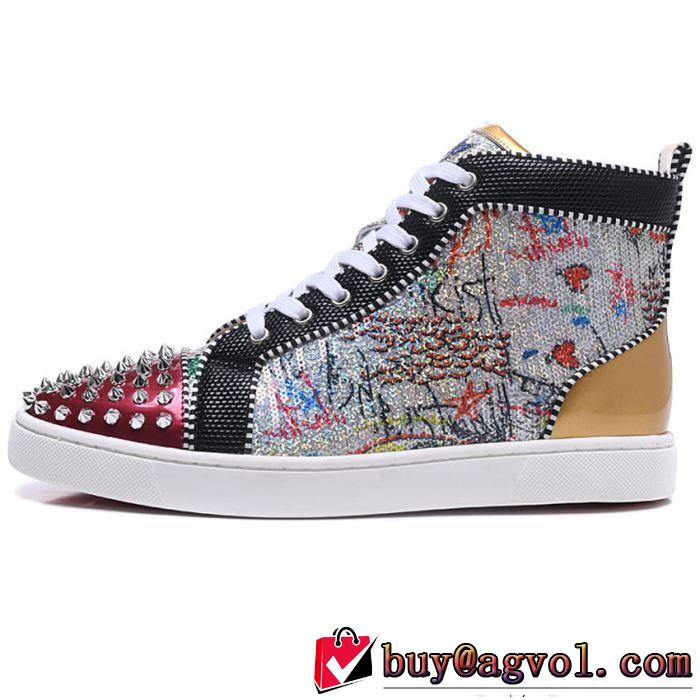 超限定即完売Christian Louboutinルブタンコピースパイク付きメンズハイカットシューズスニーカー靴