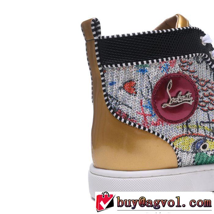 超限定即完売Christian Louboutinルブタンコピースパイク付きメンズハイカットシューズスニーカー靴