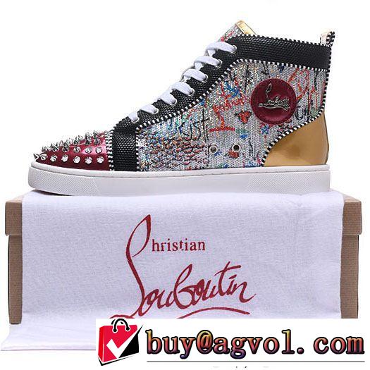 超限定即完売Christian Louboutinルブタンコピースパイク付きメンズハイカットシューズスニーカー靴