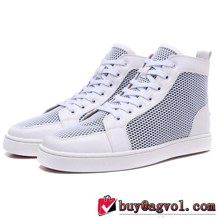 格安通販Christian Louboutinルブタン偽物メッシュハイカットメンズスニーカーコピー今年大流行ホワイト本革シューズ