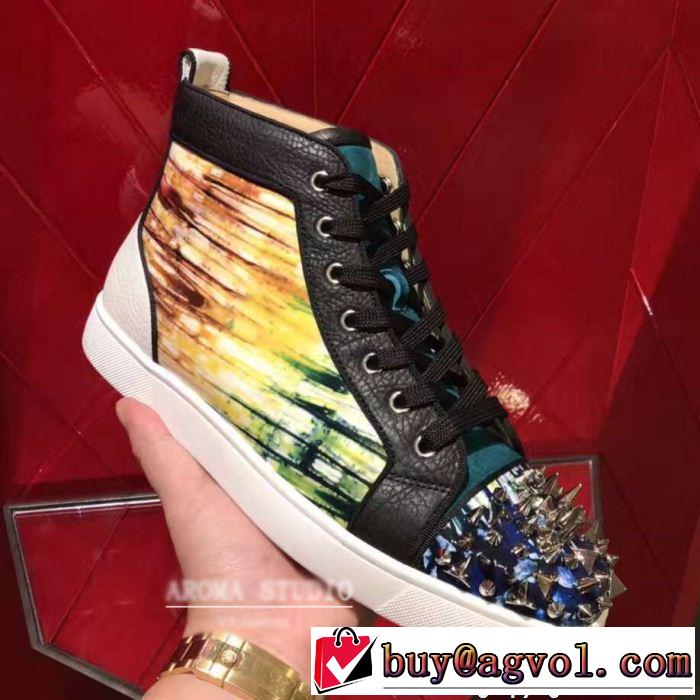 高級感を演出するルブタン新作コピーChristian Louboutinメンズハイカットスパイク春夏季新作シューズ靴