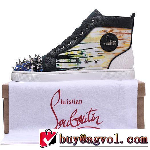 高級感を演出するルブタン新作コピーChristian Louboutinメンズハイカットスパイク春夏季新作シューズ靴