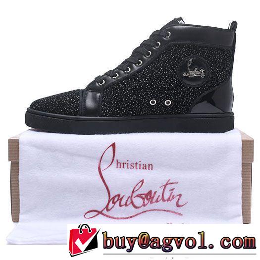 超限定即完売Christian Louboutinクリスチャンルブタンスニーカーコピー品ブラックメンズ激安ハイカットシューズ
