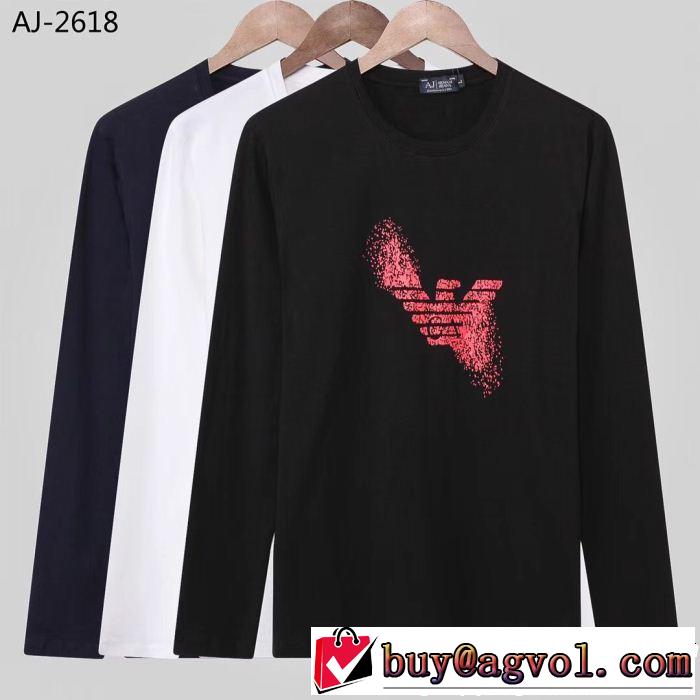  3色可選 大胆なデザイン アルマーニ ARMANI 数量限定再入荷 長袖Tシャツ