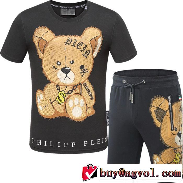 2色可選半袖Ｔシャツ2018夏の定番新品到来!今年っぽくNEWファッション 上下セットPHILIPP PLEIN
