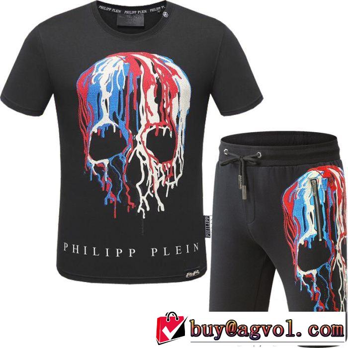  大胆なデザインPHILIPP PLEIN2色可選 上下セット フィリッププレイン 半袖セットアップ2018人気の主流アイテム