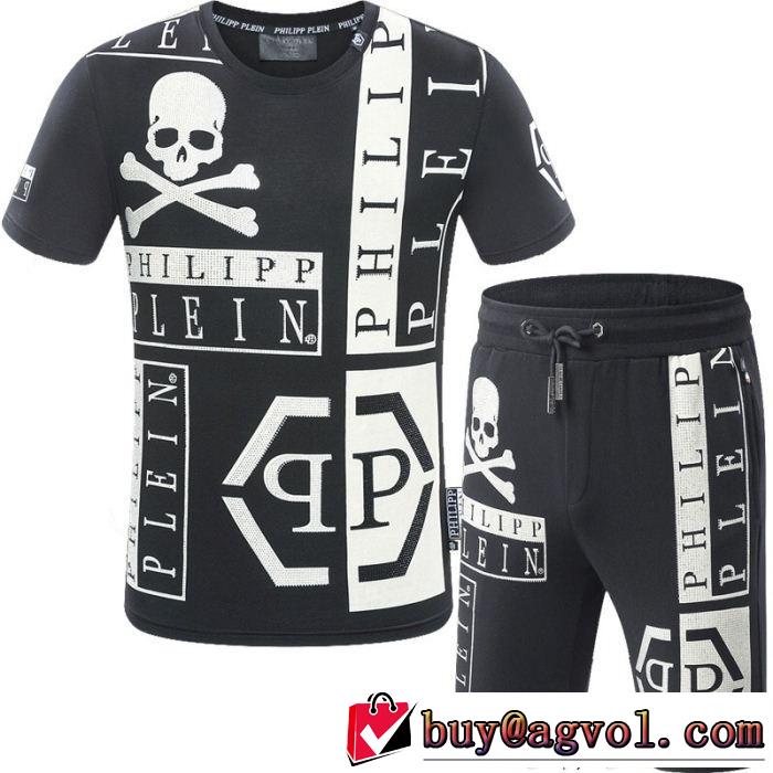  ファッション度アップSALE品追加 PHILIPP PLEIN 半袖セットアップ 2色可選2018新品入荷