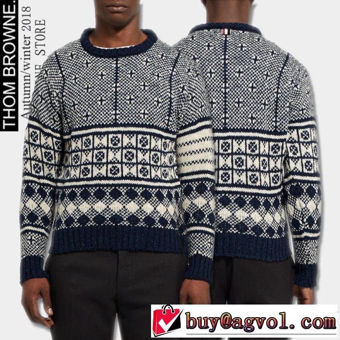 THOM BROWNE トムブラウン プルオーバー 3色可選 2018秋冬の定番新品到来! 今季爆発的な人気