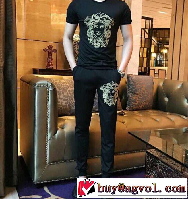 VERSACE 半袖セットアップ人気デザインで欲しい2018新品入荷 上下セットヴェルサーチ