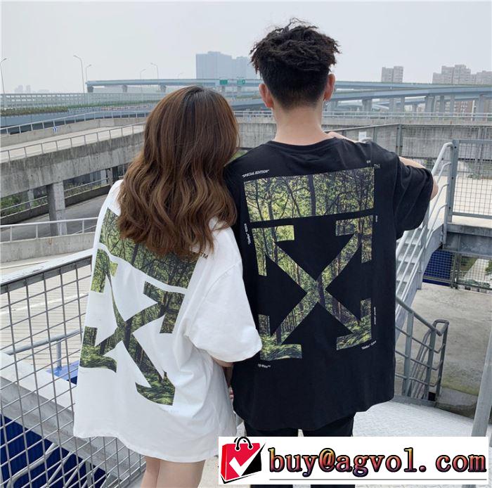 おしゃれな夏ファッション2019 Off-White オフホワイト Tシャツ/半袖 夏らしい季節感 2色可選