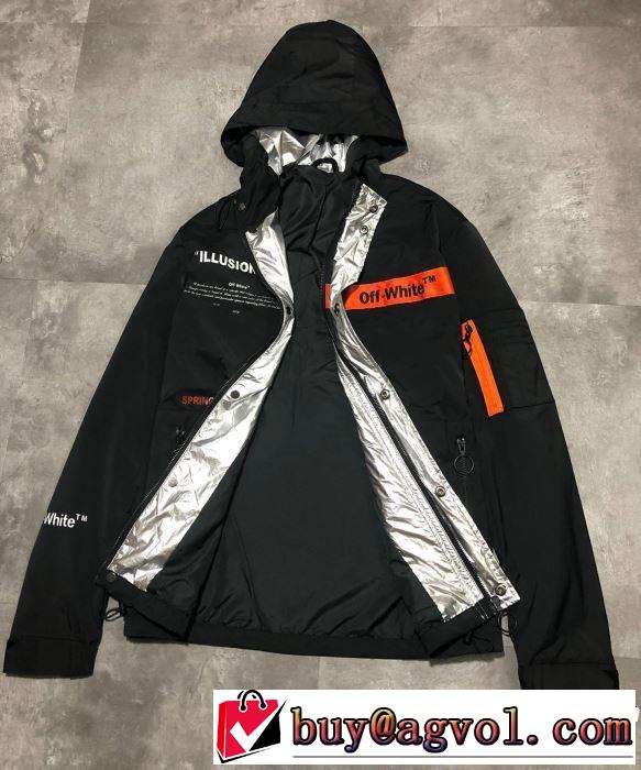 今流行りの最新コレクション 男女兼用 2019春夏は人気定番 Off-White オフホワイト フード付きコート 2色可選