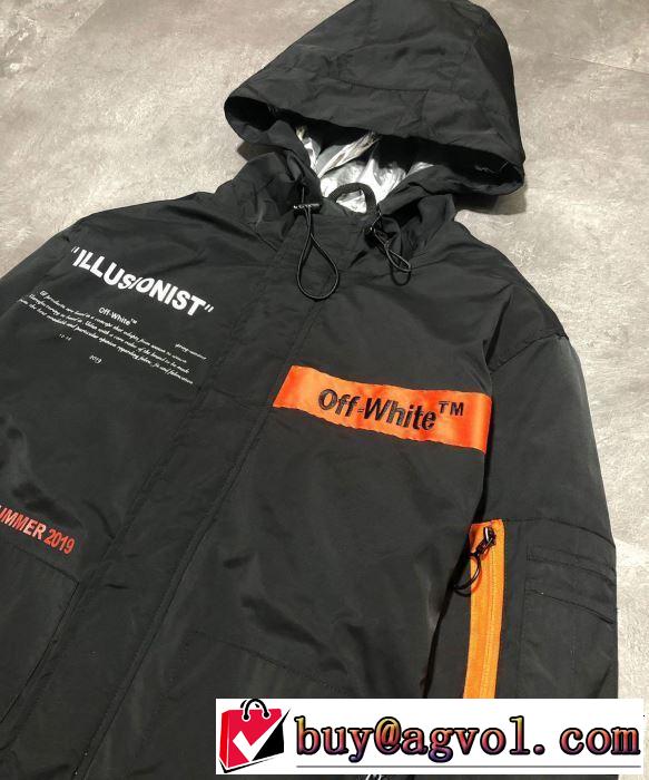 今流行りの最新コレクション 男女兼用 2019春夏は人気定番 Off-White オフホワイト フード付きコート 2色可選