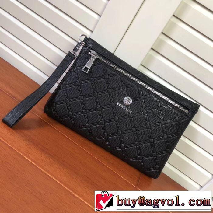 メデューサポーチVERSACEヴェルサーチ クラッチバッグ レザー コピー 安い 高級高品質LARGE EMBOSSED GREEK KEY CLUTCH