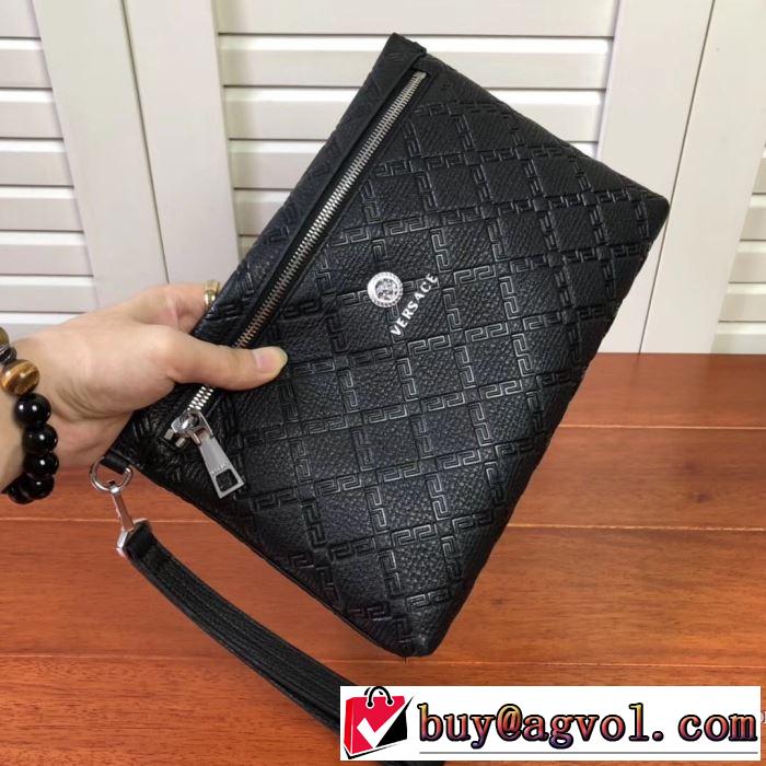 メデューサポーチVERSACEヴェルサーチ クラッチバッグ レザー コピー 安い 高級高品質LARGE EMBOSSED GREEK KEY CLUTCH