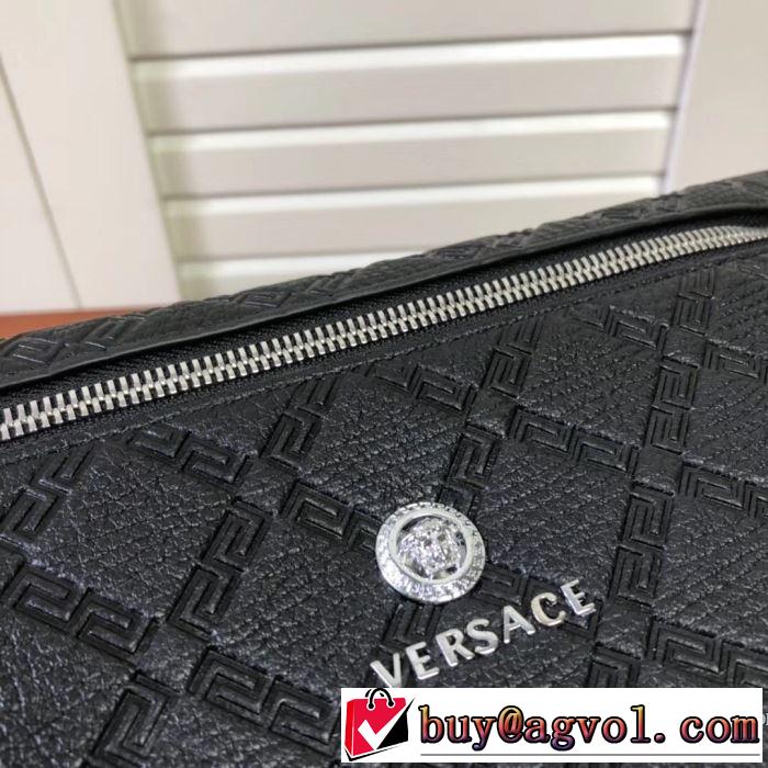 メデューサポーチVERSACEヴェルサーチ クラッチバッグ レザー コピー 安い 高級高品質LARGE EMBOSSED GREEK KEY CLUTCH