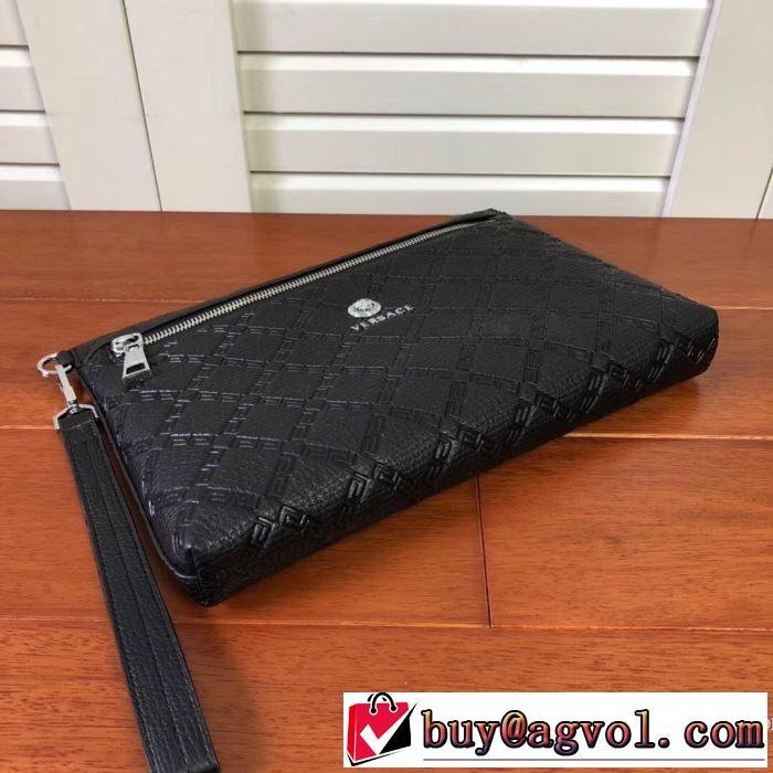 メデューサポーチVERSACEヴェルサーチ クラッチバッグ レザー コピー 安い 高級高品質LARGE EMBOSSED GREEK KEY CLUTCH