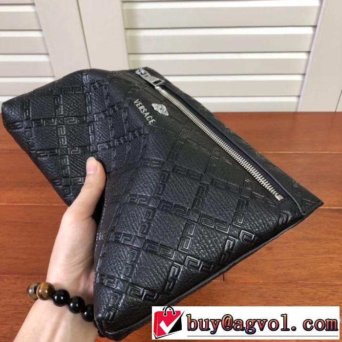 メデューサポーチVERSACEヴェルサーチ クラッチバッグ レザー コピー 安い 高級高品質LARGE EMBOSSED GREEK KEY CLUTCH
