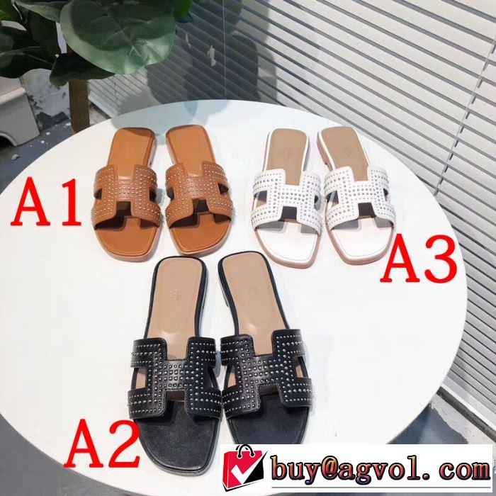 2019春夏も引き続きトレンド 目を引く春夏トップス エルメス HERMES スリッパ 3色可選