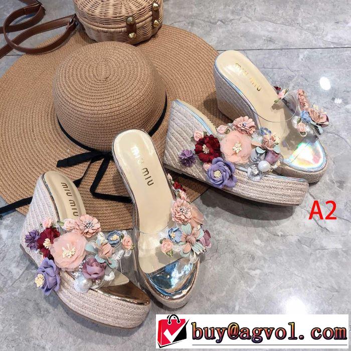 サンダル 2色可選 ミュウミュウ MIUMIU 《2019年》今、注目のストリート 暑い季節も大活躍