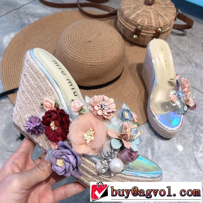 サンダル 2色可選 ミュウミュウ MIUMIU 《2019年》今、注目のストリート 暑い季節も大活躍