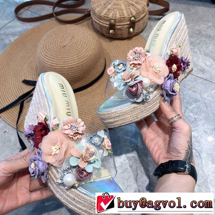 サンダル 2色可選 ミュウミュウ MIUMIU 《2019年》今、注目のストリート 暑い季節も大活躍